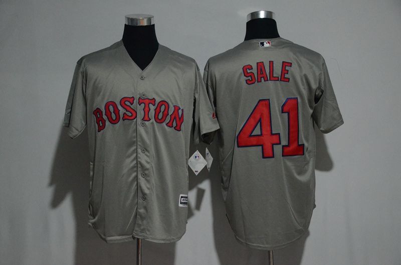Men Boston Red Sox 41 Chris Sale Grey Game MLB Jerseys
